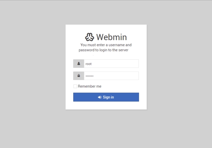 Webmin login